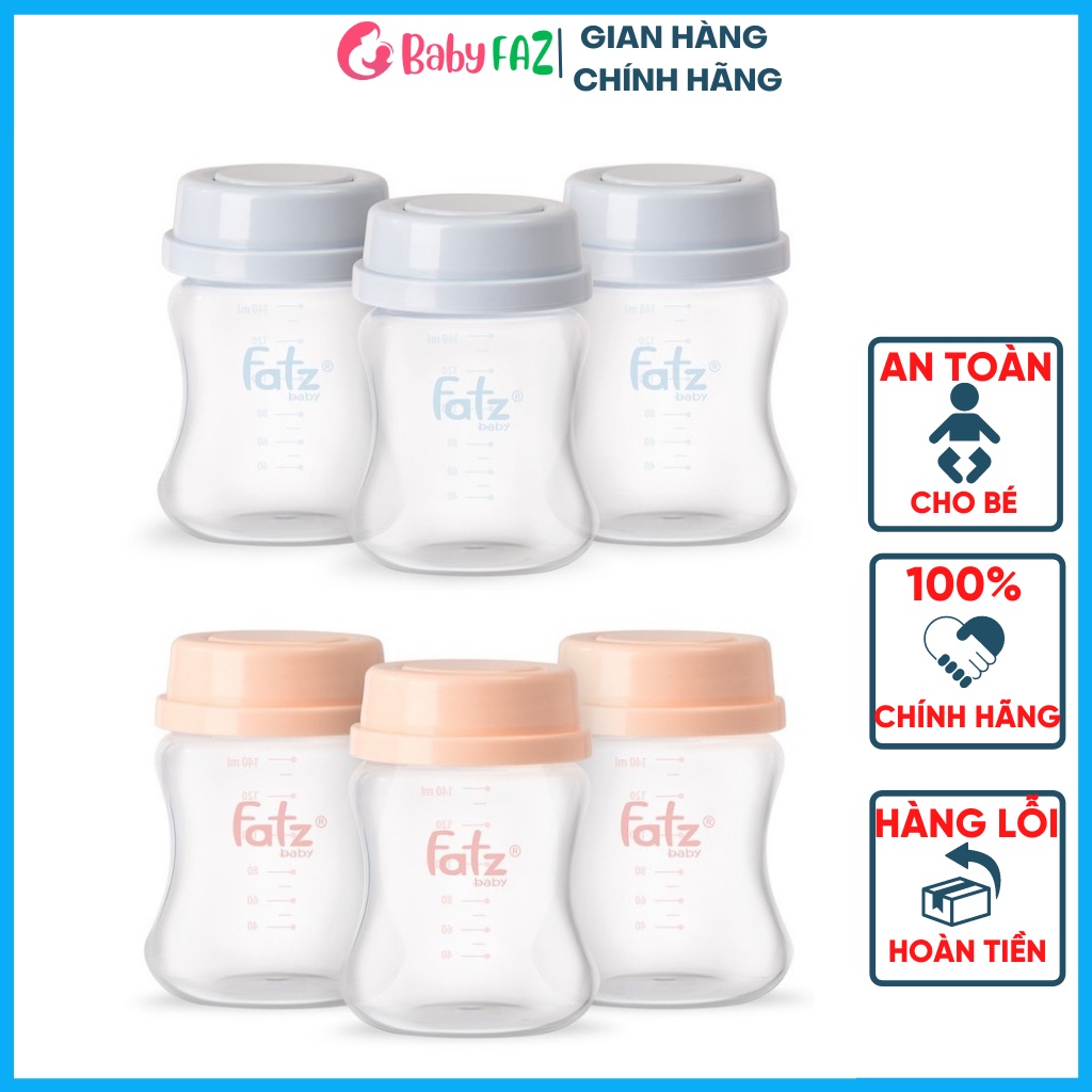 Bộ 3 bình trữ sữa mẹ, bình đựng sữa Fatzbaby 140ml Store 2 FB0140VN