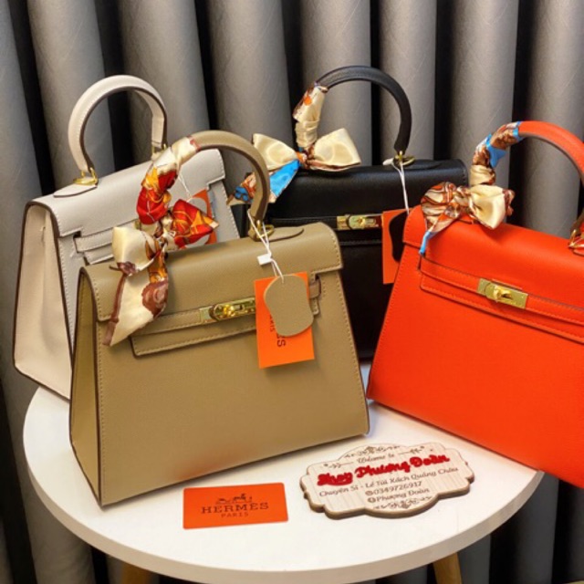 Túi kelly size 25cm tặng khăn lụa Khoá Vàng | BigBuy360 - bigbuy360.vn