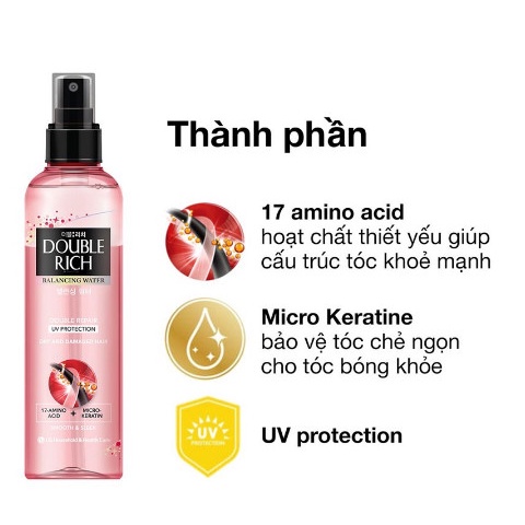Dưỡng Tóc Double Rich Chăm Sóc Khô Xơ, Hư Tổn, Tóc Nhuộm (120ml,250ml) Balancing Water Repair