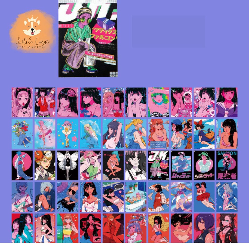 Set 20 hình dán sticker cô gái anime, manhwa phong cách - Xấp 20 sticker hình dán anime nhiều mẫu