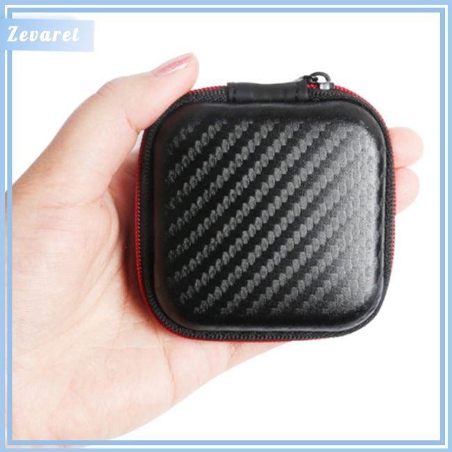 Hộp Đựng Tai Nghe Thẻ Nhớ SD TF Hình Vuông Cứng Chống Ẩm Có Khóa Kéo Mini Tiện Lợi