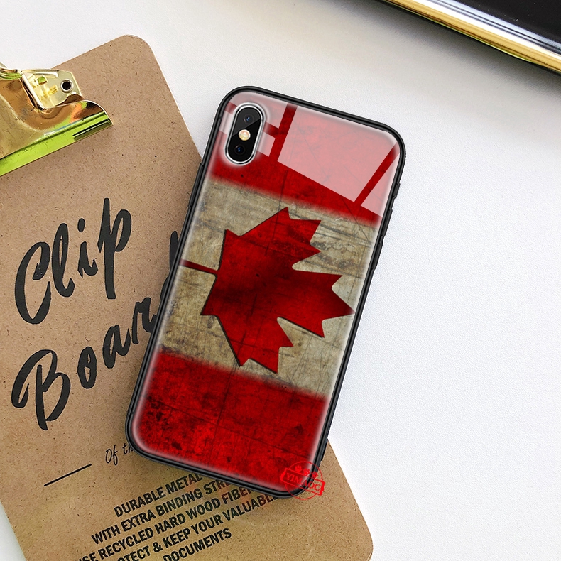 Ốp điện thoại in hình cờ lá phong Canada mặt kính 71C thích hợp cho iPhone XS Max XR X 11 Pro 7 8 6 6S Plus