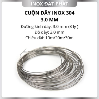 Cuộn dây inox 304 phi 3.0 mm / 3.0 ly, độ dày 3.0 mm, cuộn dài 10m/20m/30m