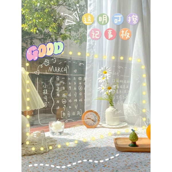 Bảng ghi chú trong suốt để bàn chất liệu nhựa bền đẹp thiết kế sáng tạo, bảng viết ghi chú có thể tẩy xóa