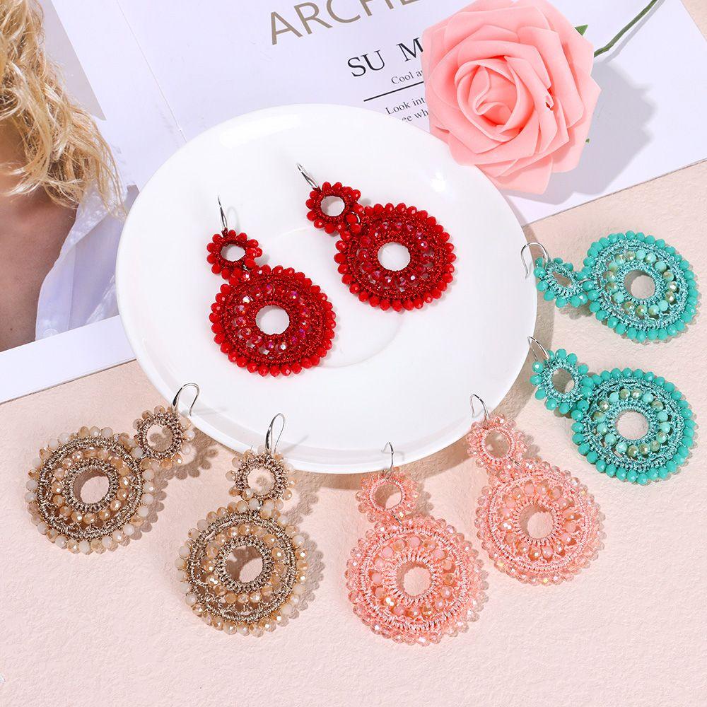 1 Đôi Khuyên Tai Xỏ Hạt Cườm Chất Lượng Cao Phong Cách Boho