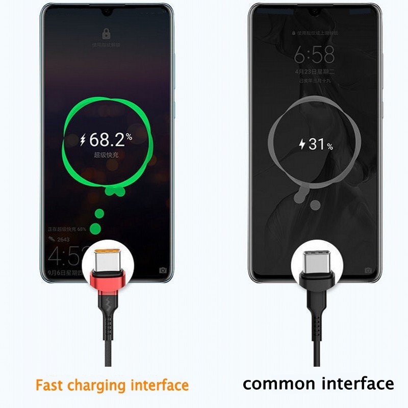 Cáp Sạc Nhanh Bện Dây Dài 1M 2M 6A Type C Cho Điện Thoại Xiaomi Samsung Huawei