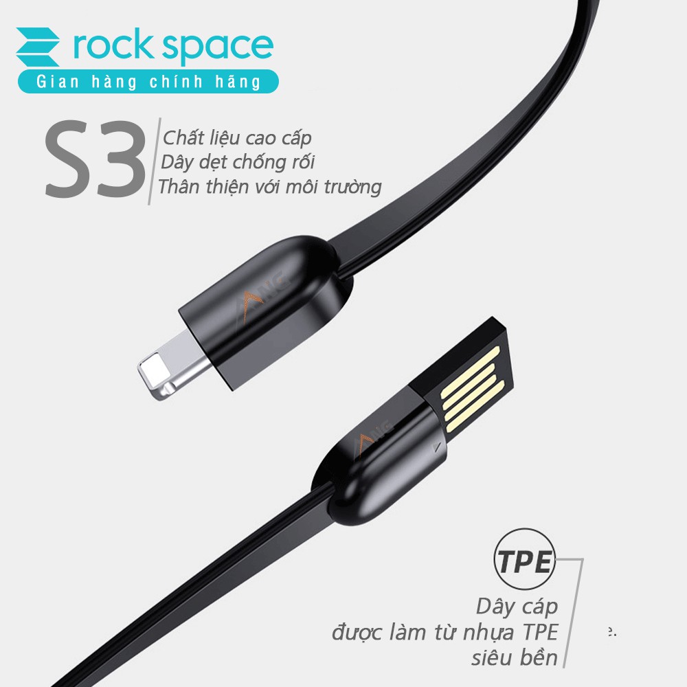 Cáp ngắn Rockspace S3 chuẩn lightning dành cho iphone / TypeC dành cho Samsung màu đen, trắng,móc khóa, nam châm