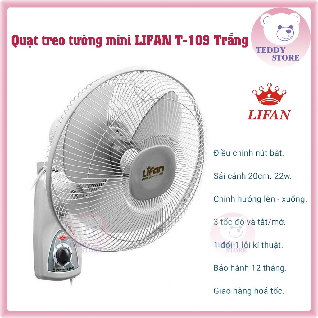 Quạt Treo Tường mini Lifan T-109 sải cánh D20cm ba tốc độ