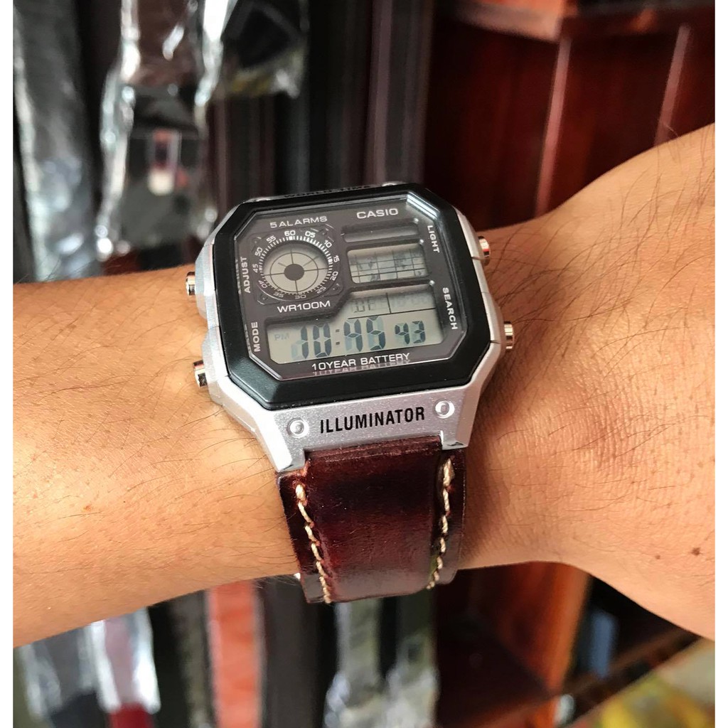 DÂY DA DỒNG HỒ CASIO AE1200WHD DA BÒ SÁP