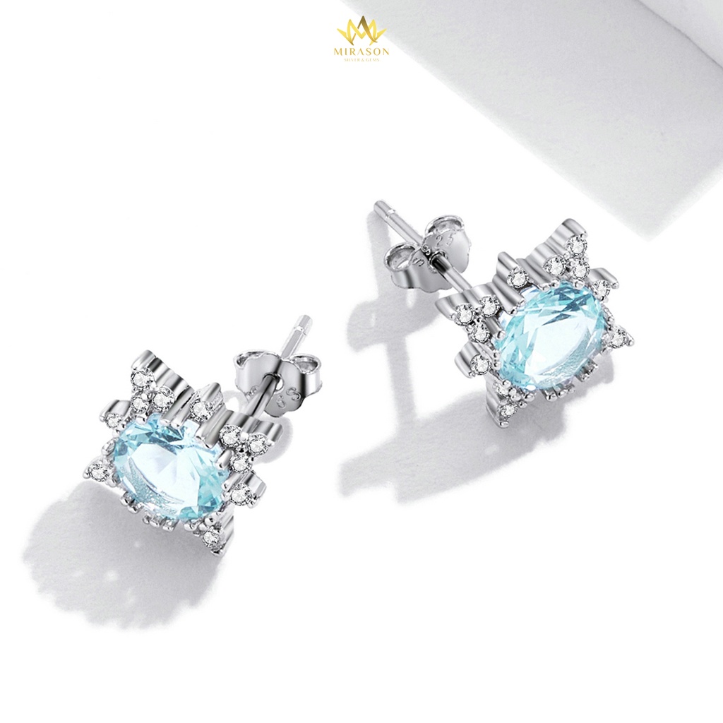 Khuyên Tai Bạc Nữ MIRASON Ngôi Sao Xanh Lấp Lánh Sang Trọng -  Bông Tai Nữ Bạc 925 Cao Cấp