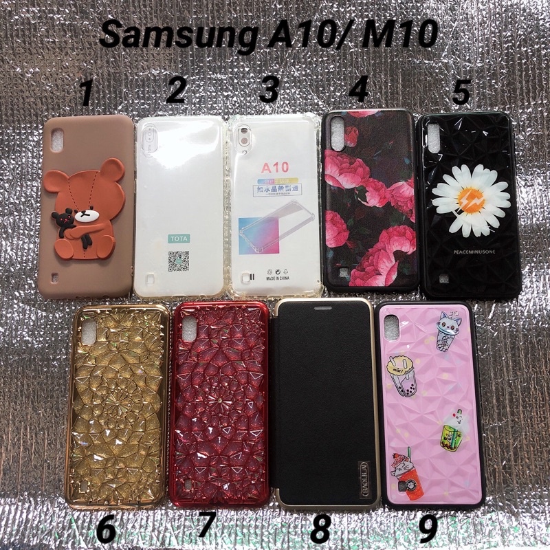 Ốp lưng Samsung A10 / M10 viền đính đá và ốp dẻo giả da