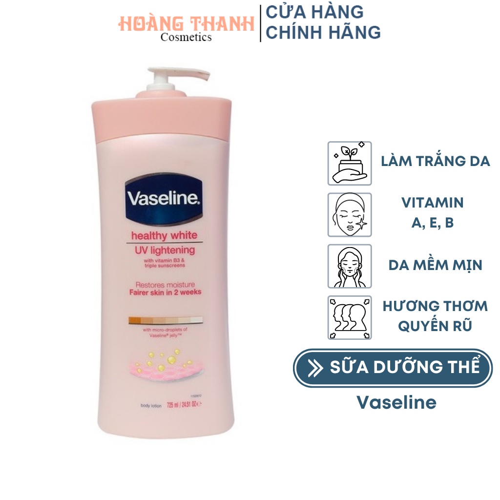 Sữa dưỡng thể toàn thân Vaseline Healthy White UV Lightening Body Lotion 725ml