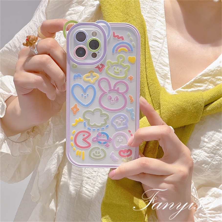 Ốp Điện Thoại Mềm Họa Tiết Trái Tim Nhiều Màu Sắc Cho iPhone 14 13 12 11 Pro Max X XR Xs Max 8 7 6 6s Plus SE 2020