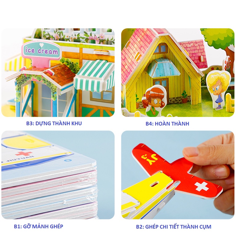Đồ Chơi Xếp Hình Ngôi Nhà 3D Bằng Bìa Xốp Cho Bé