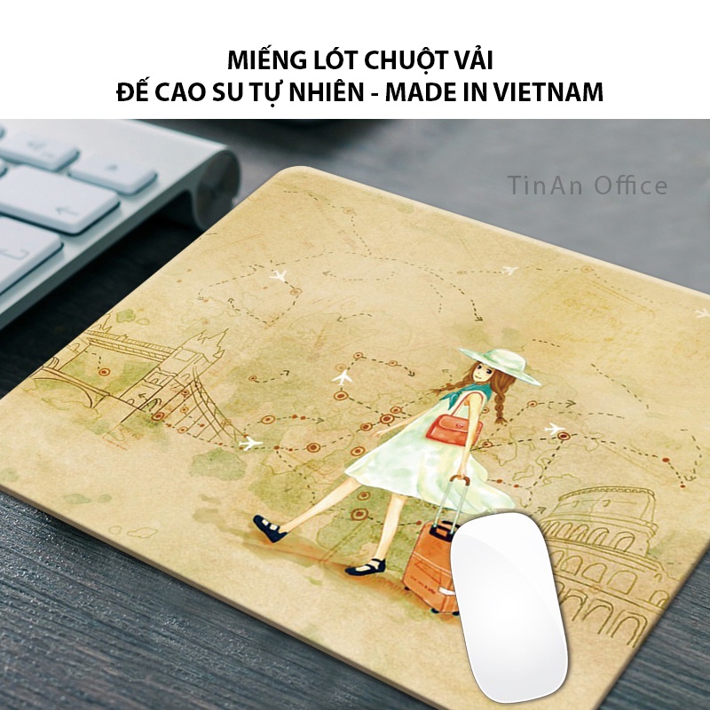 [26 x 21 cm] Miếng Lót Chuột Vải Nhiều Hình Dễ Thương, Đế Cao Su Việt Nam Chống Trượt, Mousepad Mềm Dày (Hình Tự Chụp)