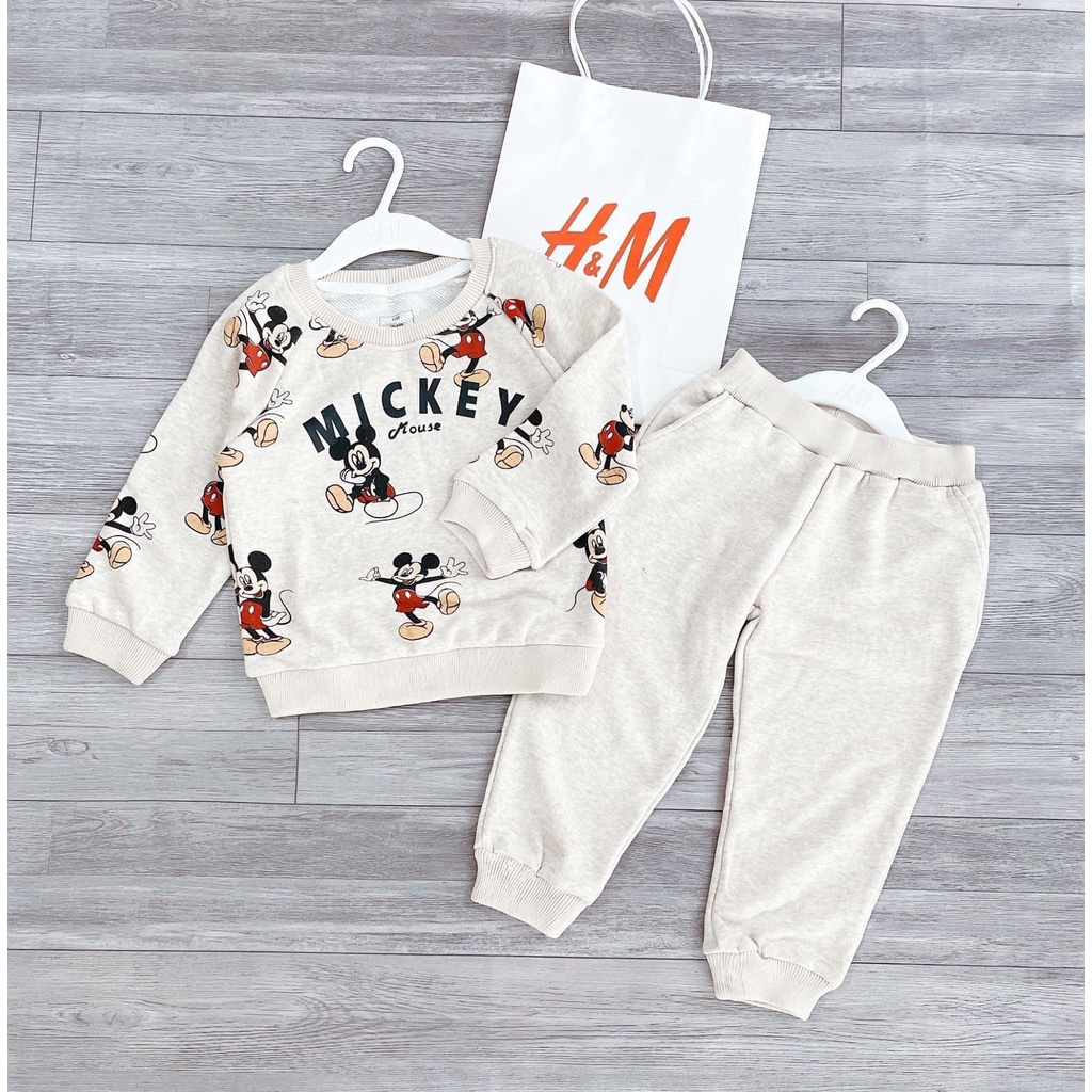 Đồ bộ bé trai nỉ da cá Mickey hàng xuất xịn chất nỉ mềm đẹp không bai xù