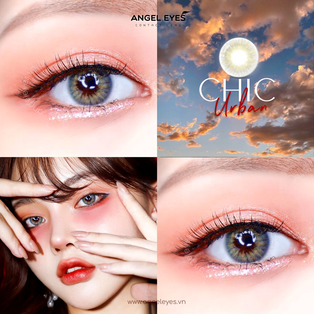 Lens xám tây tự nhiên có độ cận từ 0-6 Urban Chic Angel Eyes dòng kính áp tròng Silicone Hydrogel đường kính 13.8mm