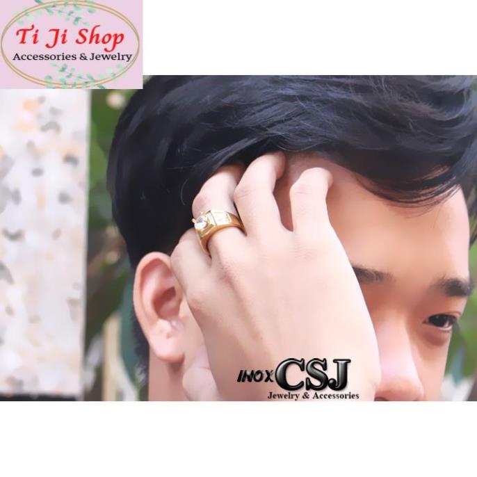 NHẪN INOX NAM MẠ VÀNG CHỮ PHƯỚC ĐÍNH XOÀN ĐẸP , may mắn