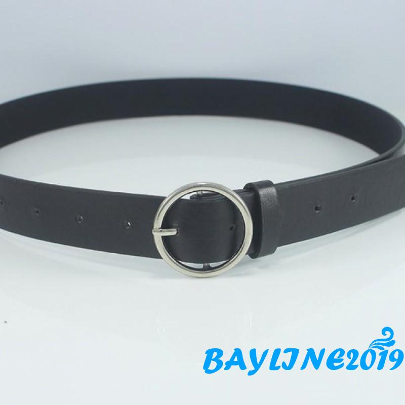 Thắt lưng da khóa tròn màu trơn thời trang cho nữ