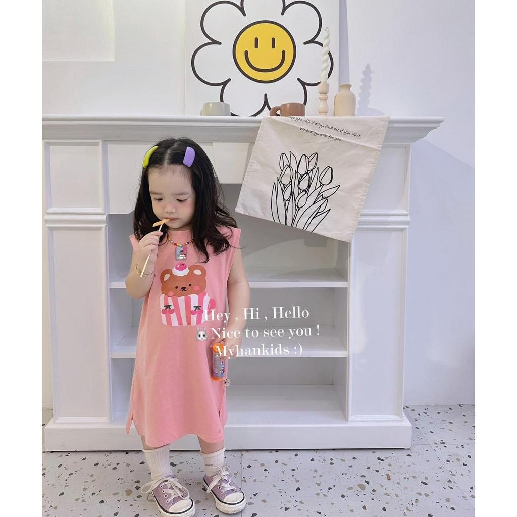 Váy bé gái, vách suông sát nách tay hến chất cotton qc cho bé