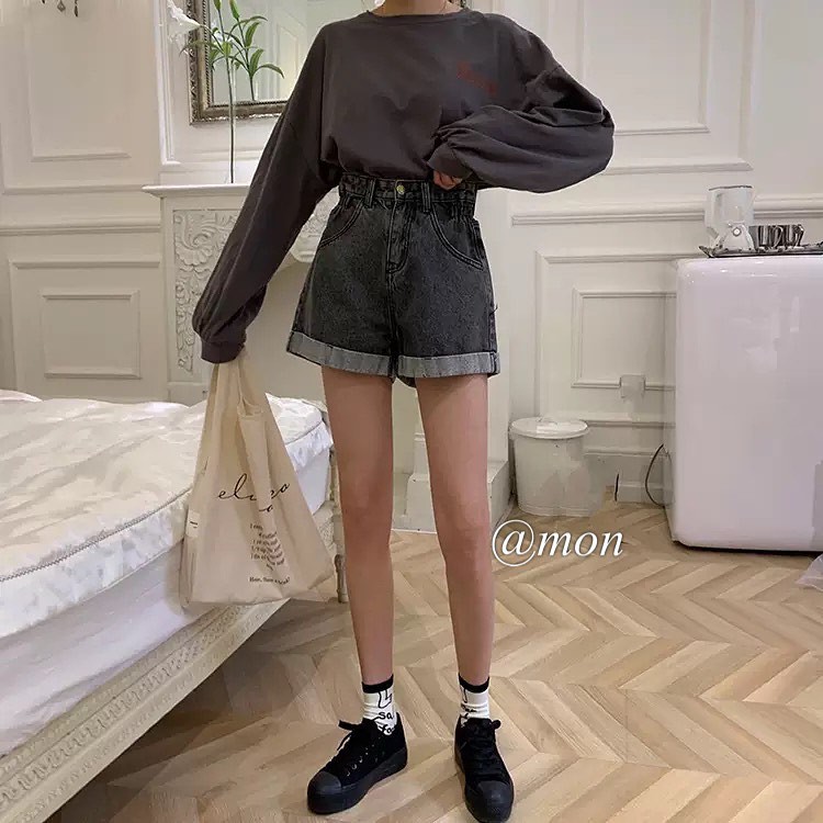 200796 SHORT BÒ NHÚM EO - XÁM TRO - SIZE S, M | BigBuy360 - bigbuy360.vn