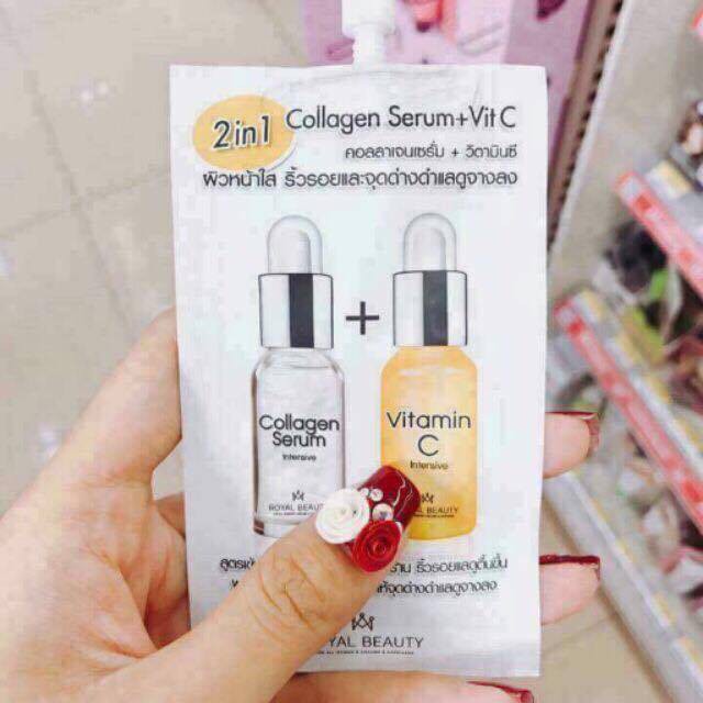 Hộp lớn 6 gói Serum 2in1 collagen +vit c chính hãng thái lan dùng là mê