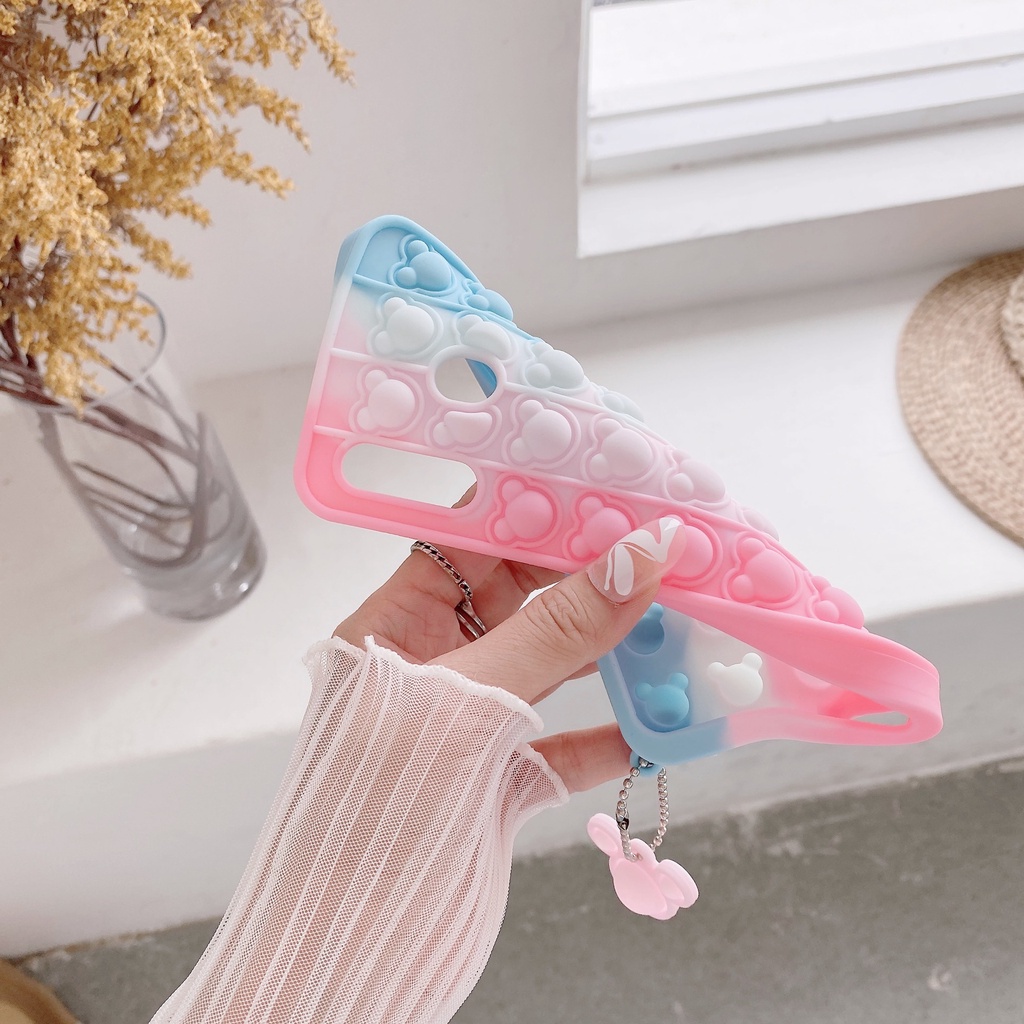 Ốp điện thoại silicon mềm kiểu bong bóng hình chú gấu màu cầu vồng cho Samsung Galaxy A20 A30 A50 A32 S20FE A12 A10E S9