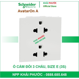 Hạt ổ cắm đôi 3 chấu 16a size e cắm nhanh m3t426ust2_we schneider avataron a - khải phước electric