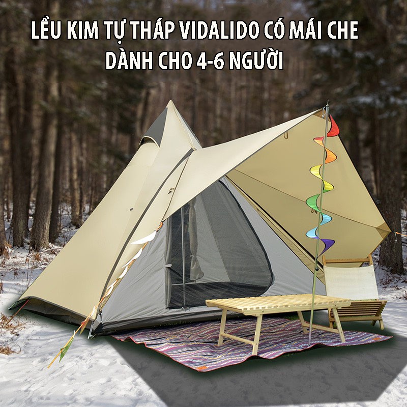 Lều Cắm Trại Kim Tự Tháp Ấn Độ Dành Cho 4-6 Người - Lều Du Lịch Dã Ngoại Chống Nước Rộng Rãi Thoáng Mát CHÍNH HÃNG