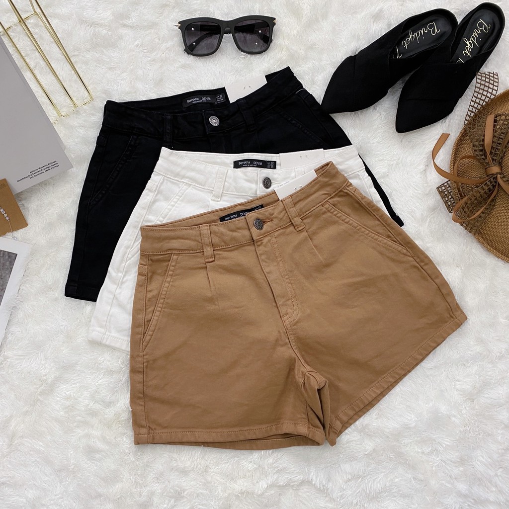 Quần short jean trơn, lưng cao | BigBuy360 - bigbuy360.vn