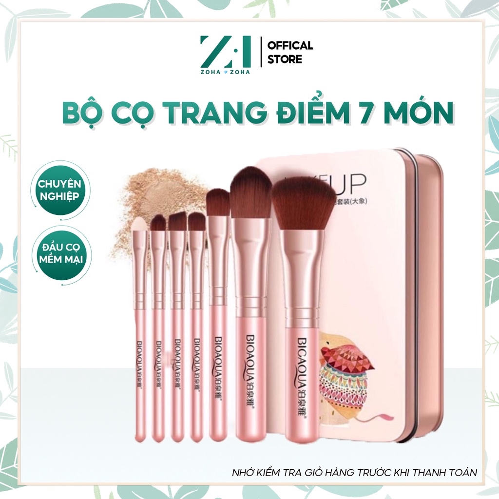 Bộ cọ trang điểm 7 cây BIOAQUA set cọ trang điểm cá nhân siêu xinh bộ cọ cơ bản hot trend Zoha