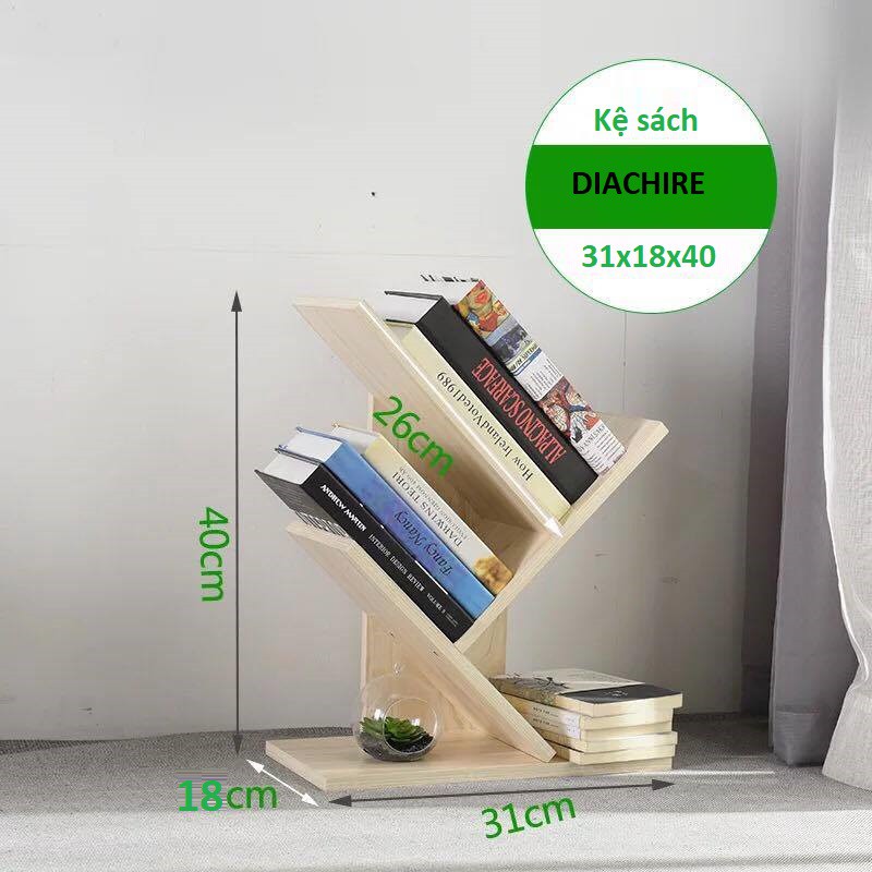 Kệ sách 2 tầng để bàn DIACHIRE hình xương cá vân gỗ, BH 3 tháng | BigBuy360 - bigbuy360.vn