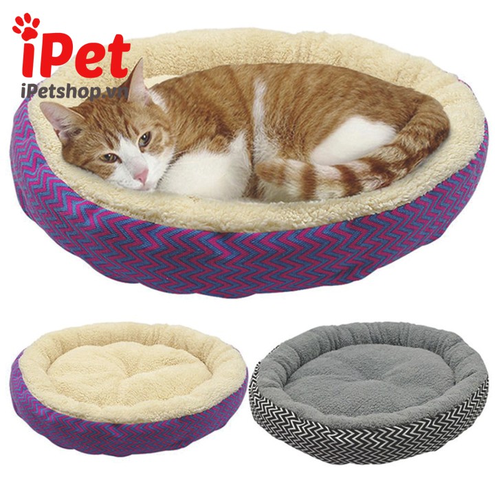 Nệm Giữ Ấm Cho Thú Cưng, Đệm Ngủ Chó Mèo Hình Tròn - iPet Shop