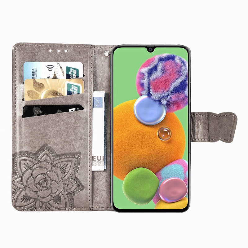 Lekaari Bao da điện thoại dạng ví dập nổi hình bướm đính kim cương cho Samsung Galaxy A90 5G A81/Note 10 Lite A71 A51 A30 A10S