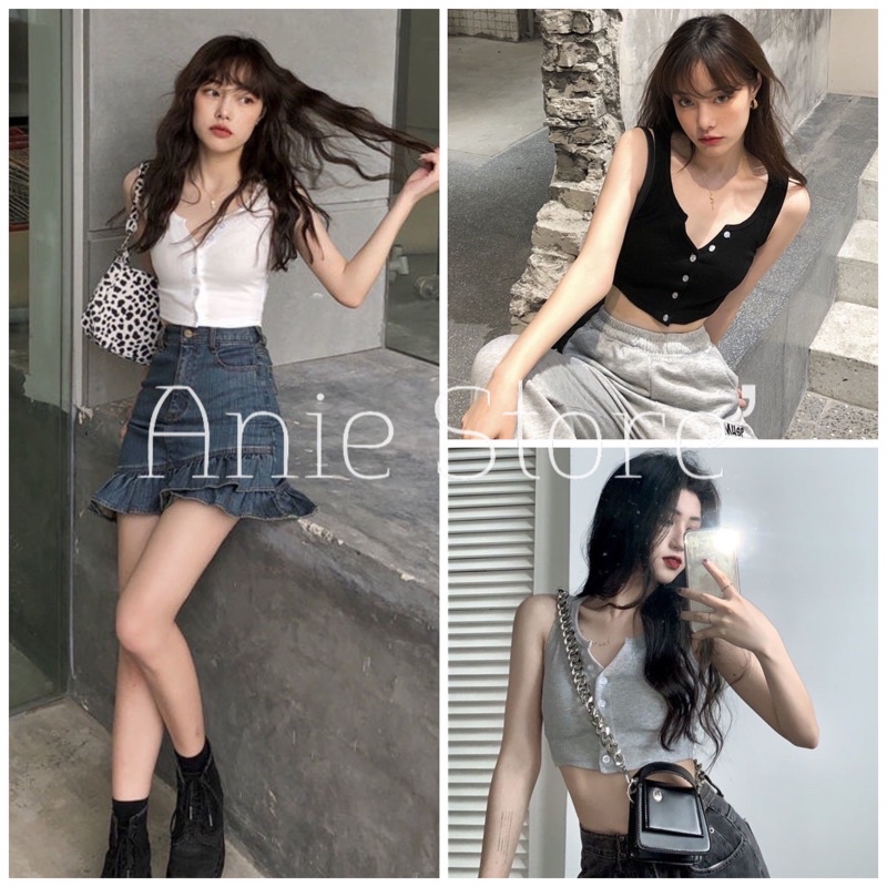 Áo Croptop Nữ 3 Lỗ Khuy Ngưc 🦋 Áo Crt Nữ Dáng Ôm Trơn 3 Màu 🦋 | BigBuy360 - bigbuy360.vn