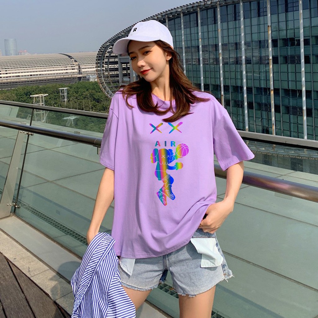 Áo Thun Unisex Basic Tee Phông Hình Phản Quang Kaws AIR Nam Nữ Tay Lỡ Oversize Form Rộng 13 Màu