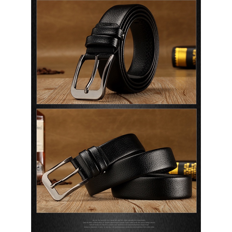 Thắt lưng nam khóa kim da bò Leather Belt dây nịt nam thời trang ulzzang Hàn Quốc