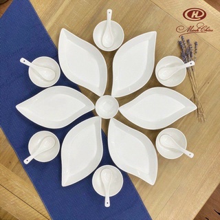 Đĩa hình chiếc lá sứ Minh Châu