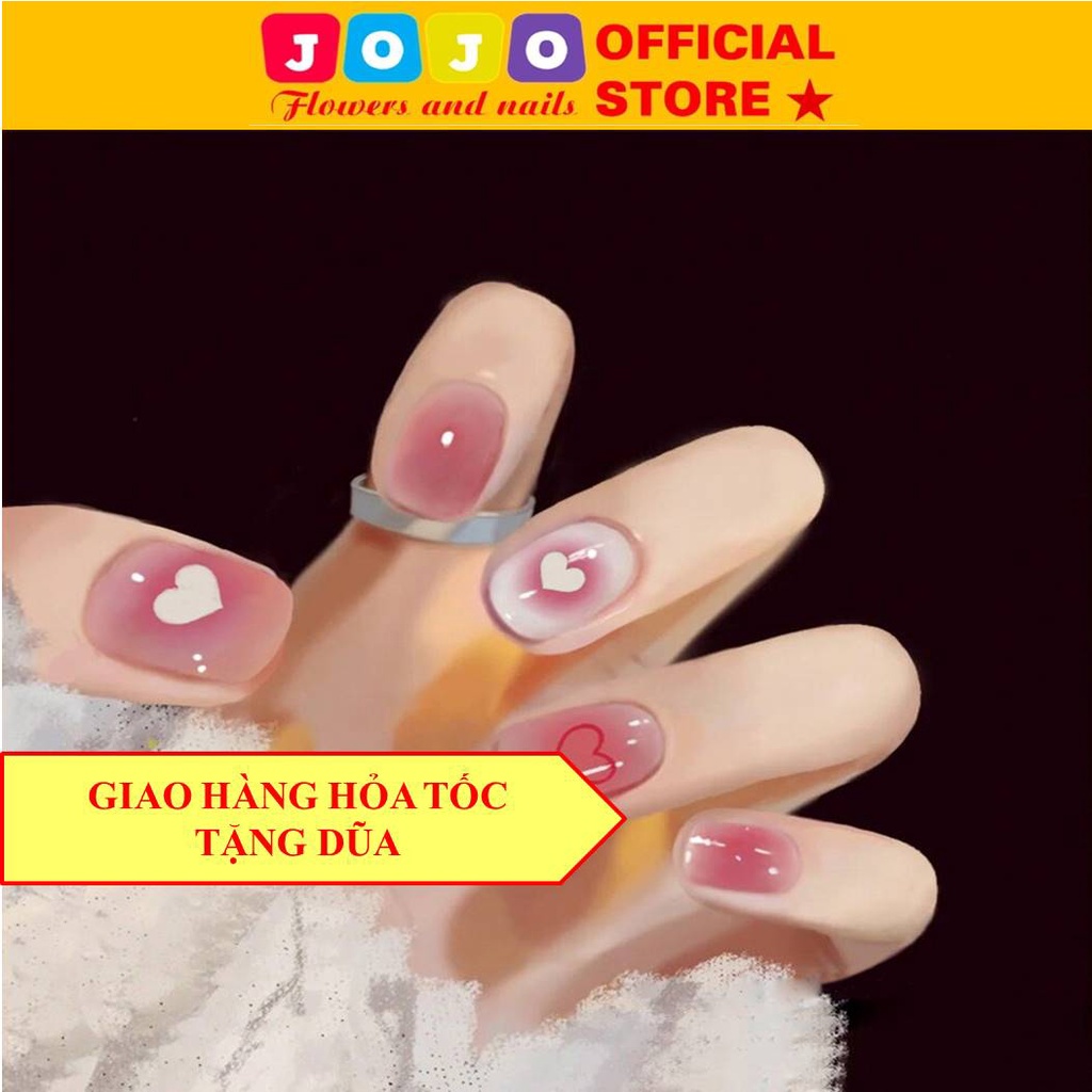 [HÀNG SẴN] Set 24 móng giả màu hồng nude kute Jojo Y33 móng giả nailbox rẻ đẹp thời trang cá tính kèm keo tự làm tại nhà