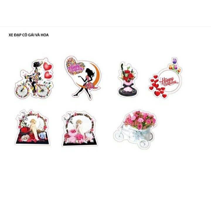 Set cắm giấy hiện đại trang trí bánh kem sinh nhật