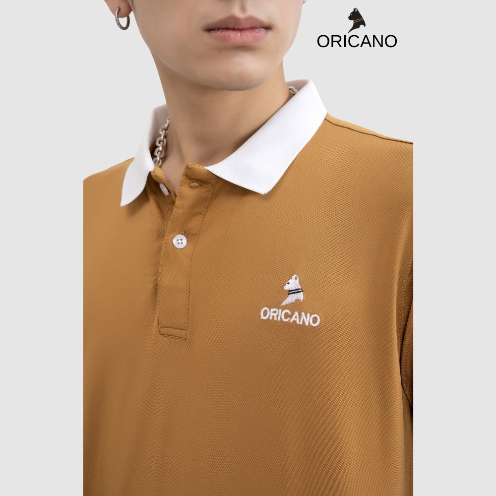Áo Polo Nam ORICANO Nâu Thời Thượng Tay Ngắn Cổ Bẻ Chất liệu 95 Polyester Và 5 Xpander Đẹp Mềm Mịn