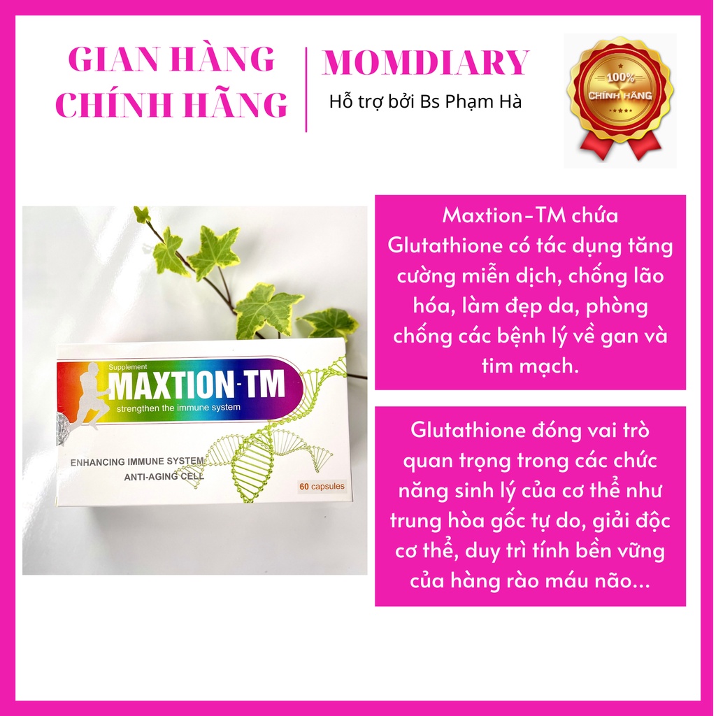 Thực phẩm bảo vệ và tăng cường hệ miễn dịch, bổ não, gan làm trắng và sáng da tự nhiên - Maxtion-TM - nhập khẩu CANADA
