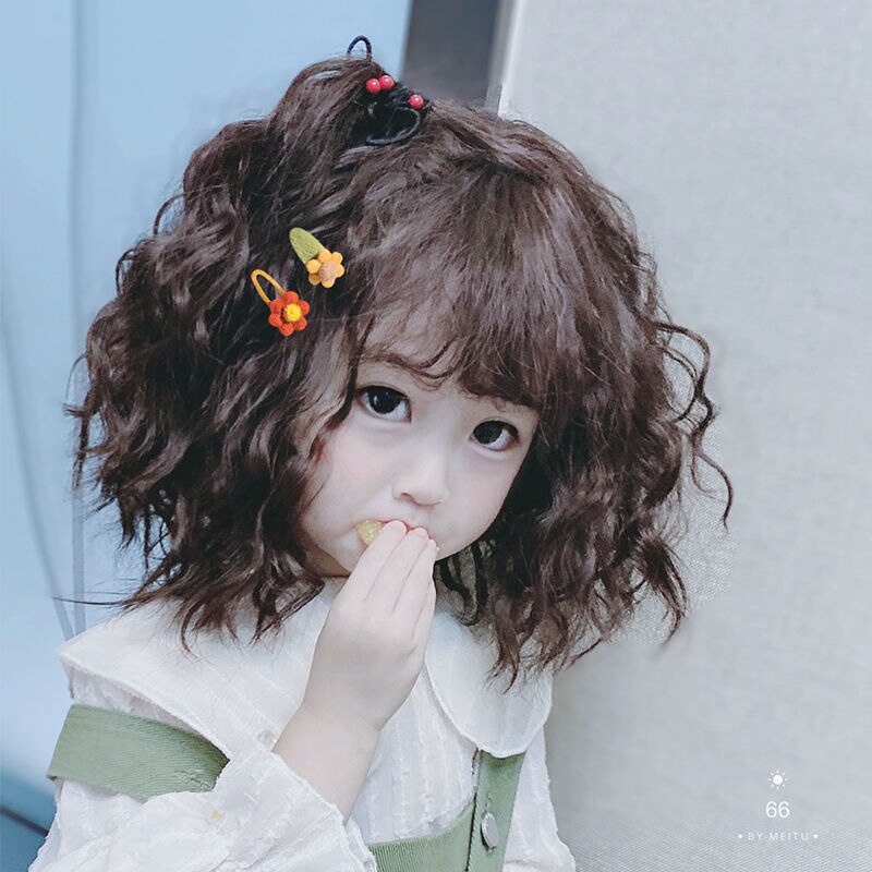 Tóc giả dài xoăn phong cách Hàn Quốc dễ thương cho bé gái