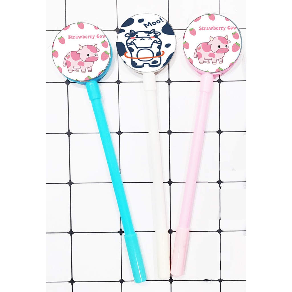 bút tròn bò sữa BTI32 Bút lúc lắc cute dễ thương hoạt hình idol thần tượng