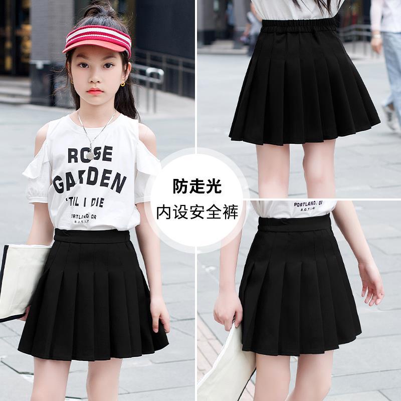 Set Áo Thun Ngắn Tay + Chân Váy Đen Xếp Ly Thời Trang Hè Xinh Xắn Cho Bé Gái