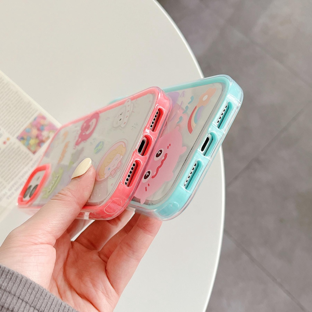 Ốp Điện Thoại TPU Mềm Trong Suốt In Hình Gấu 3 Trong 1 Chống Sốc Cho iPhone 13 12 11 Pro Max XS XR 8 7 Plus