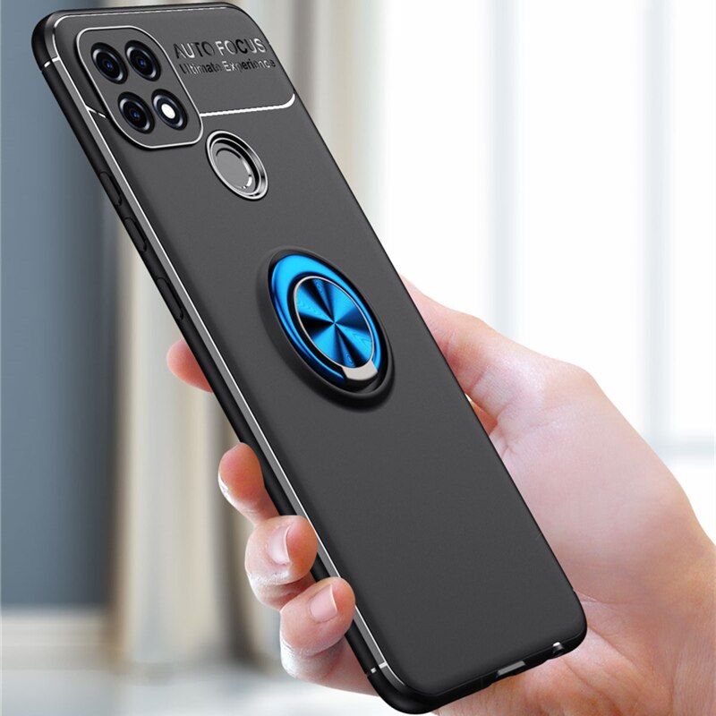 Ốp Lưng Silicone Có Khuyên Xỏ Ngón Tay Và Nam Châm Gắn Ô Tô Cho Oppo A15 A15