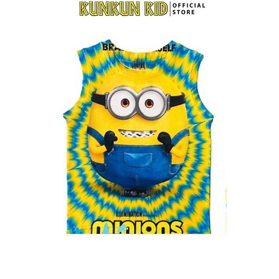 Đồ bộ bé trai chất thun lạnh in 3d hoạt hình minions KUNKUN KID BL147
