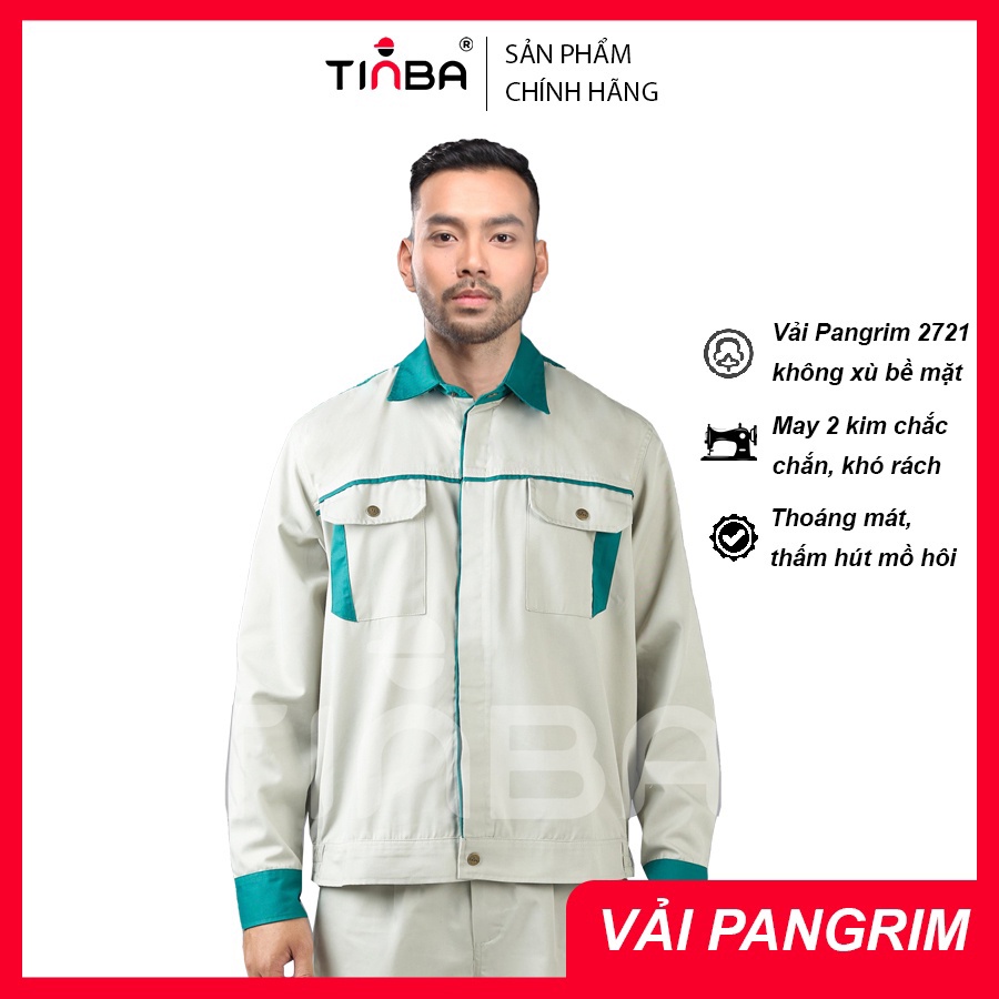 Quần áo bảo hộ lao động TINBA 10 - Vải Pangrim Thoáng Mát Không Xù - Quần áo công nhân, kỹ sư bảo hộ túi hộp