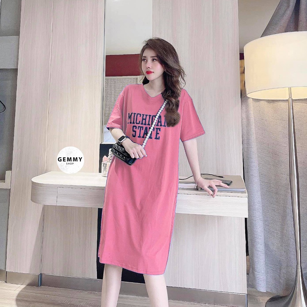 Váy xuông dài, Váy suông bầu chất cotton Gemmy House kiểu cổ tim State | BigBuy360 - bigbuy360.vn